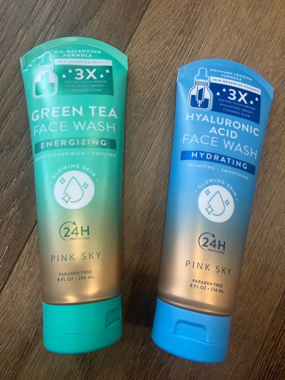Green Tea & Hyaluronic Acid Face Wash Duo - Green + Blue